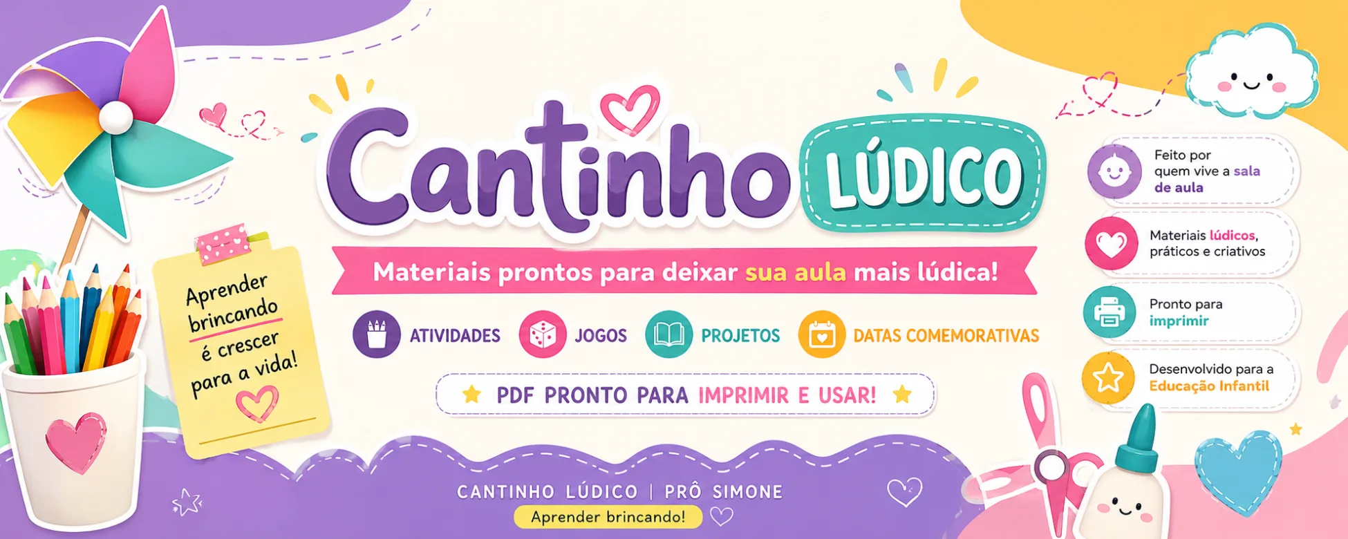 Banner de cantinho. ludico / Prô Simone