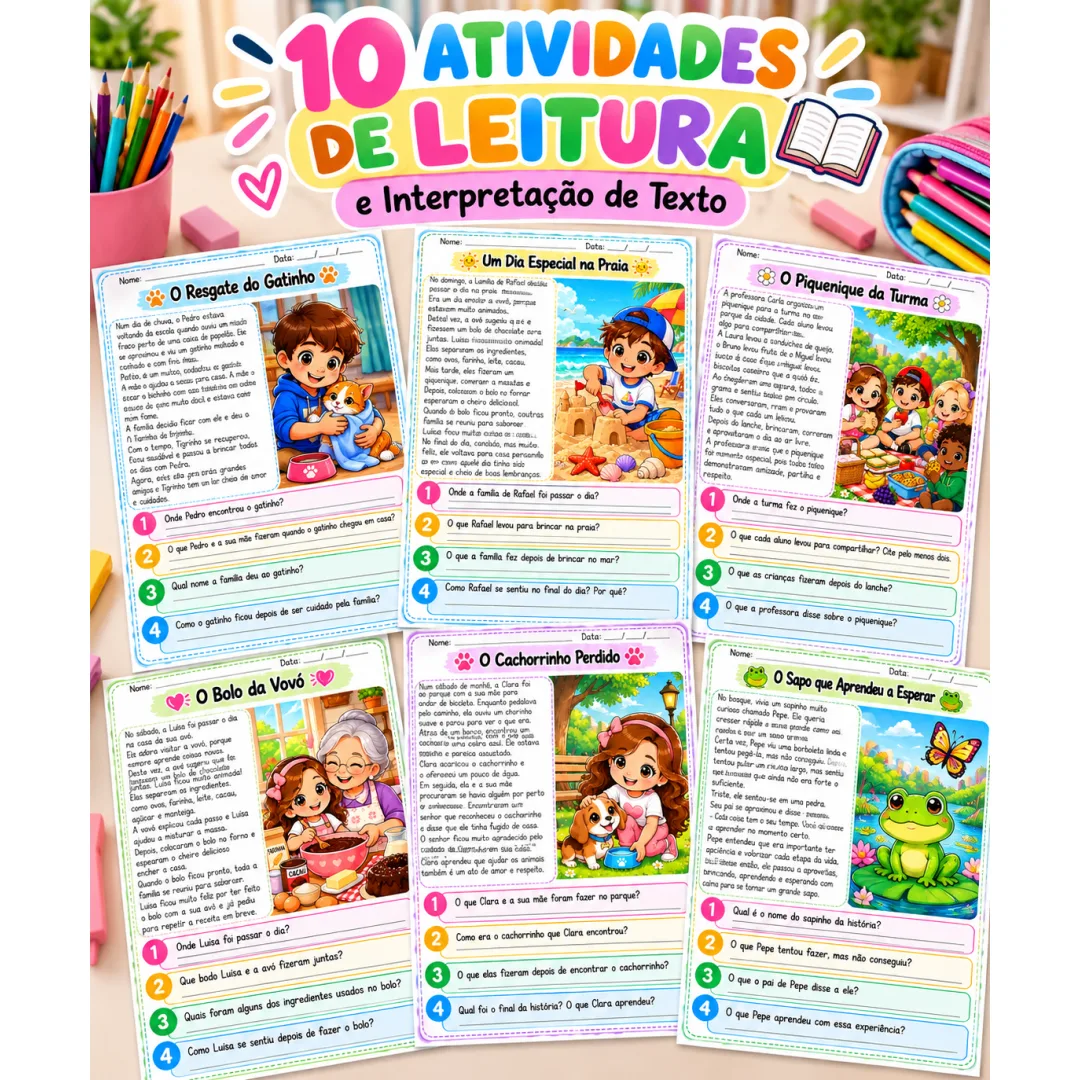 10 Atividades de Leitura e Interpretação de Texto para o 2º, 3º e 4º em PDF