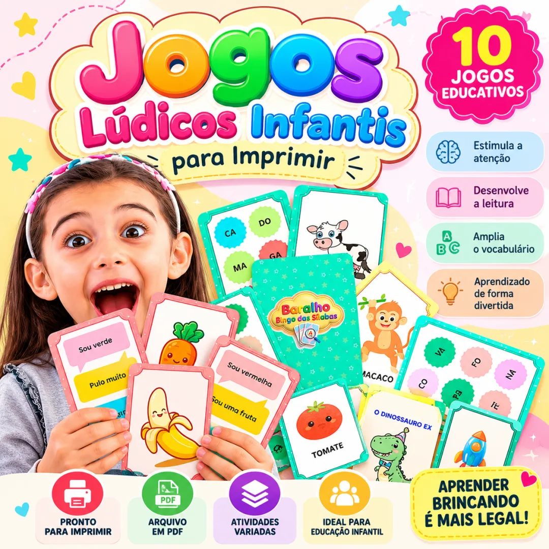 10 Jogos Educativos de Baralho para Alfabetização - PDF para Imprimir