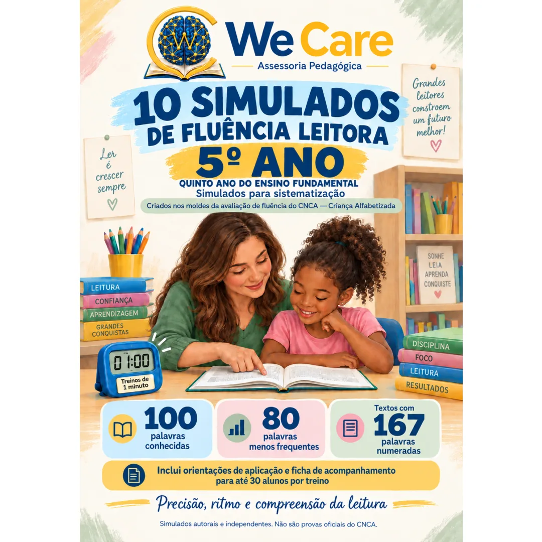 10 Simulados de Fluência Leitora 5 Ano (molde Caed/cnca) em PDF
