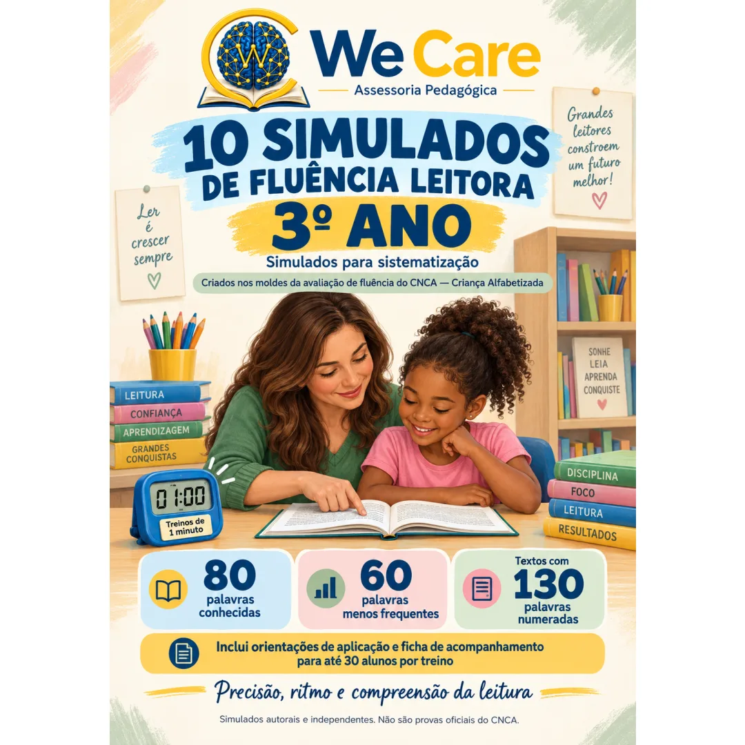10 SIMULADOS de Fluência Leitora em Pdf (molde CAED/CNCA) 3º Ano