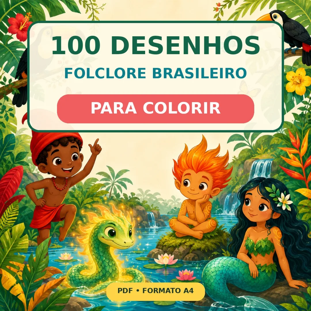 100 Desenhos do Folclore Brasileiro para Colorir – PDF A4