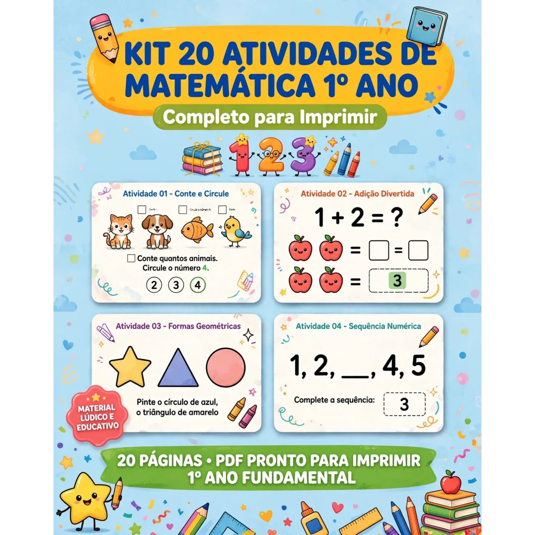 20 Atividades de Matemática para 1º Ano - PDF