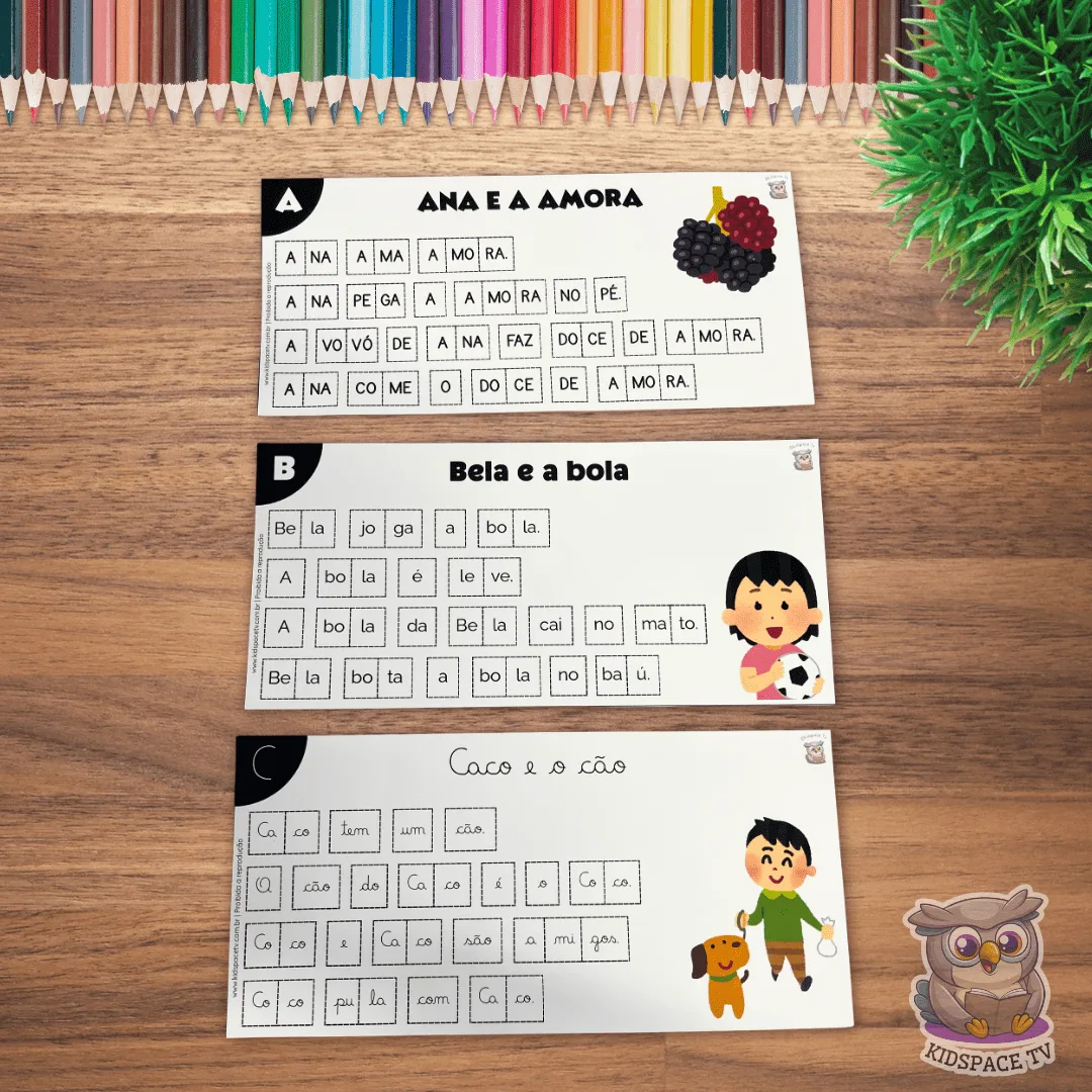 Fichas de Textos Fatiados do Alfabeto - Educação Infantil - PDF com 26 fichas