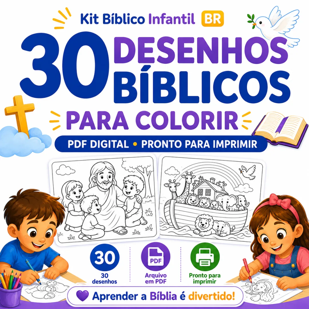 30 Desenhos Bíblicos para Colorir | PDF Digital para Imprimir