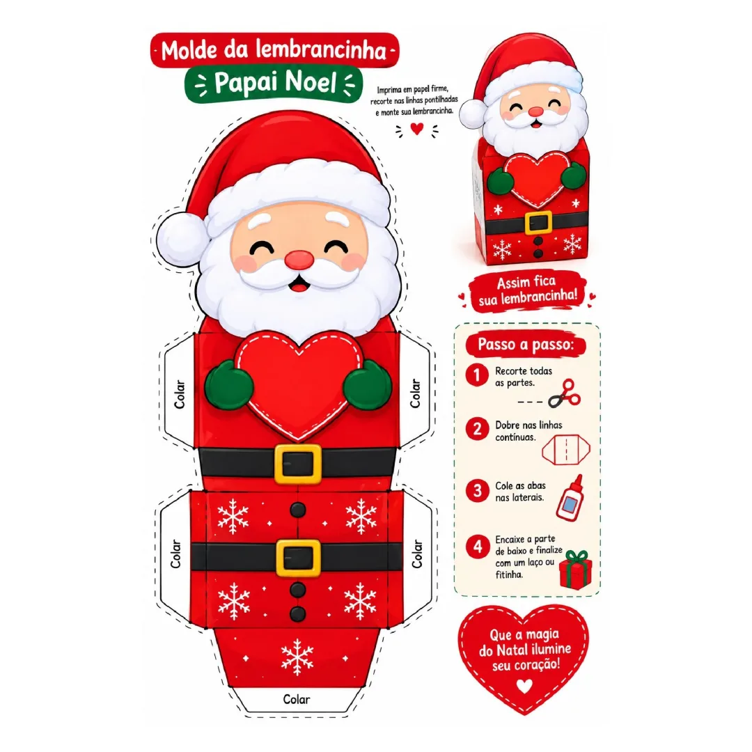 Moldes de Lembrancinhas de Natal – Papai Noel e Rena em PDF