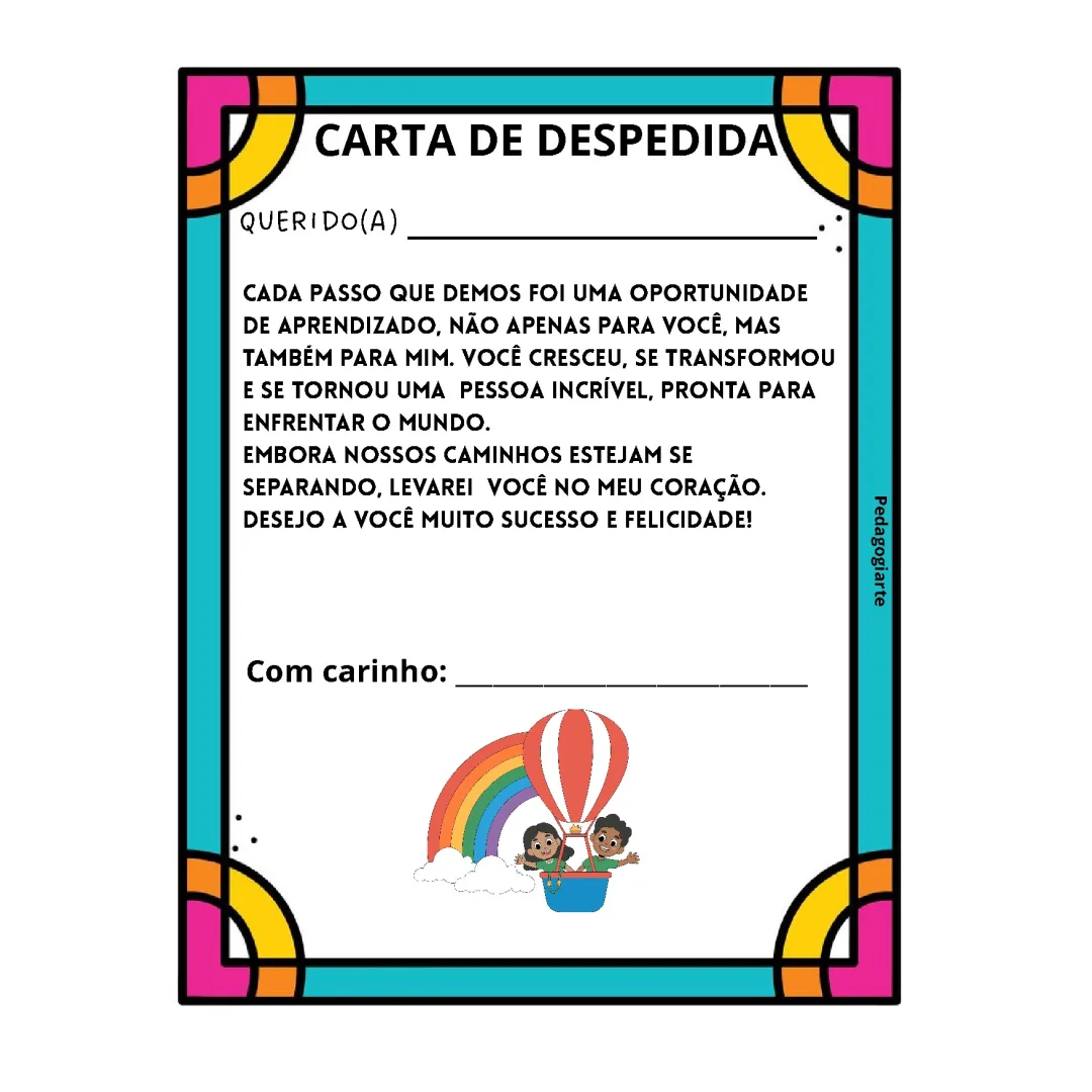 Carta de despedida PDF Ed infantil e fundamental 