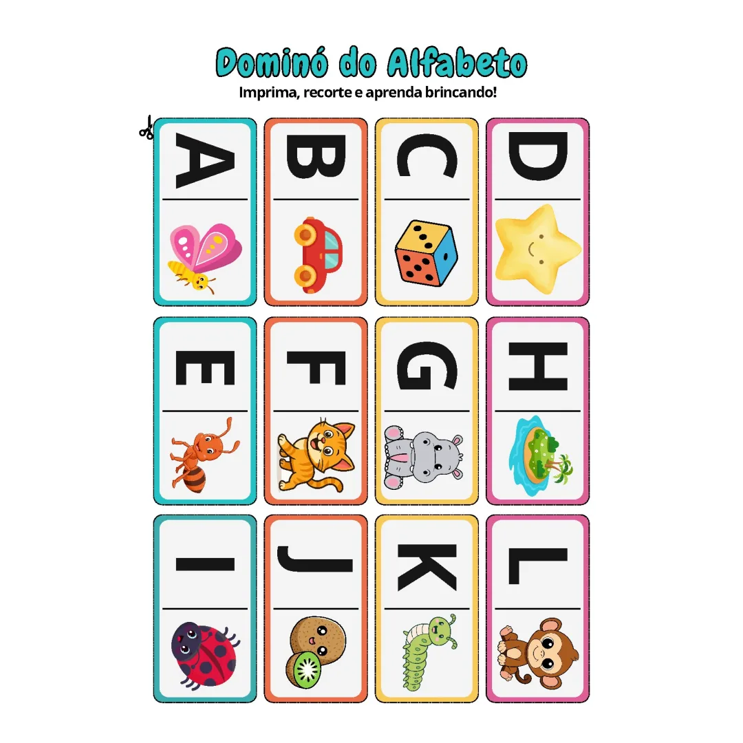 Dominó do alfabeto PDF Ensino fundamental 
