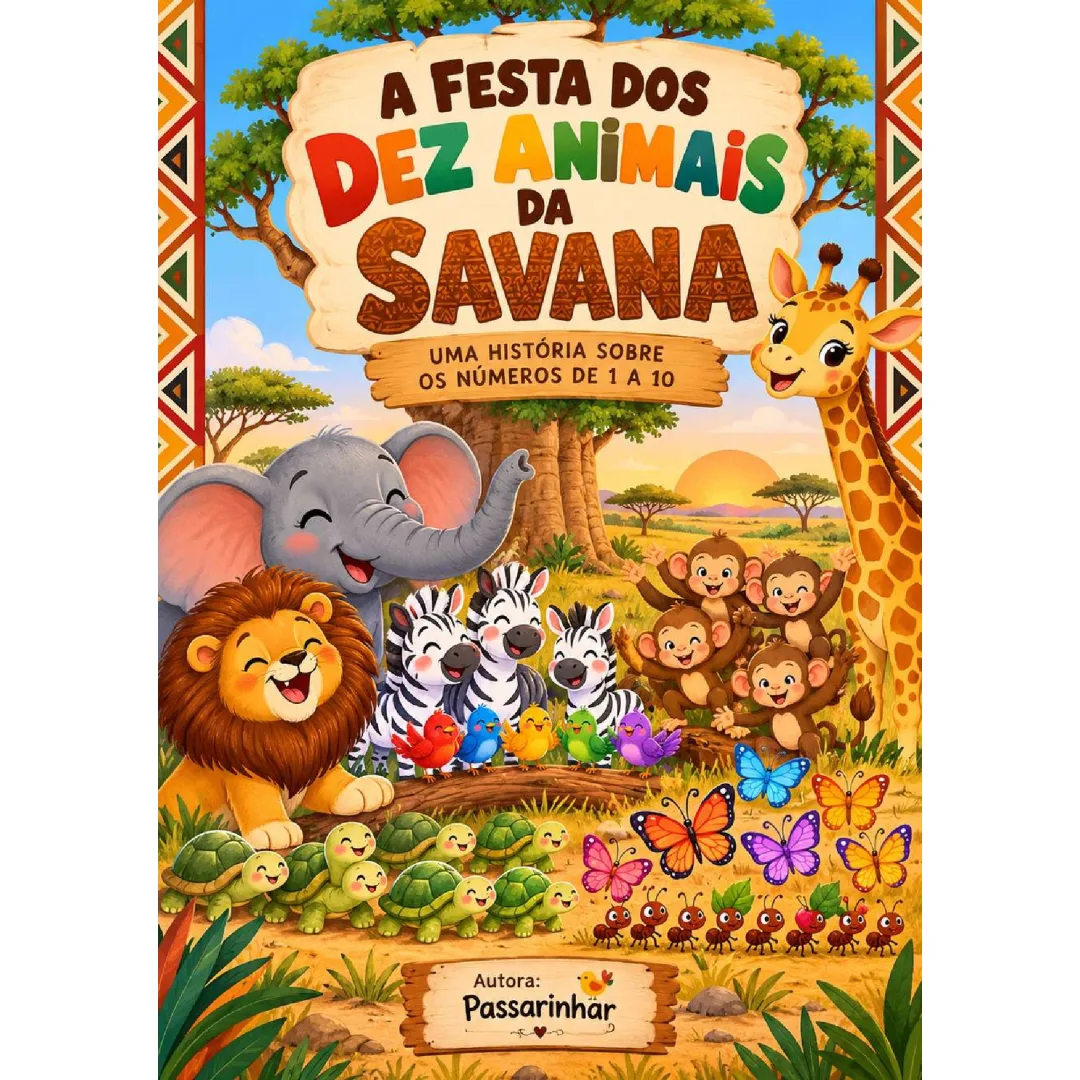 A festa dos dez animais da Savana Educação Infantil História em PDF