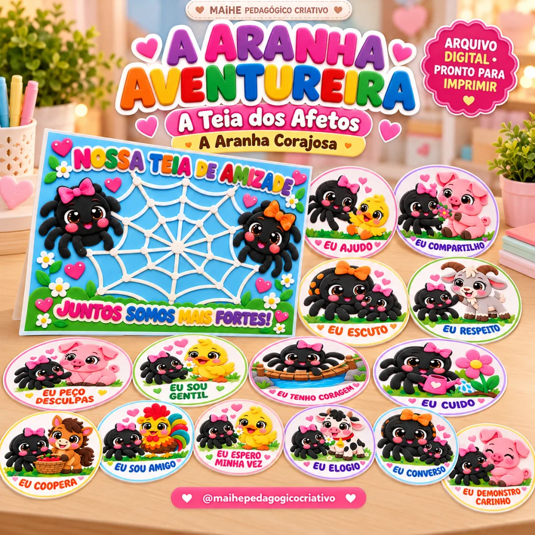 A Aranha Aventureira – A Teia Dos Afetos - Educação Infantil - Painel Sentimentos - Arquivo Digital