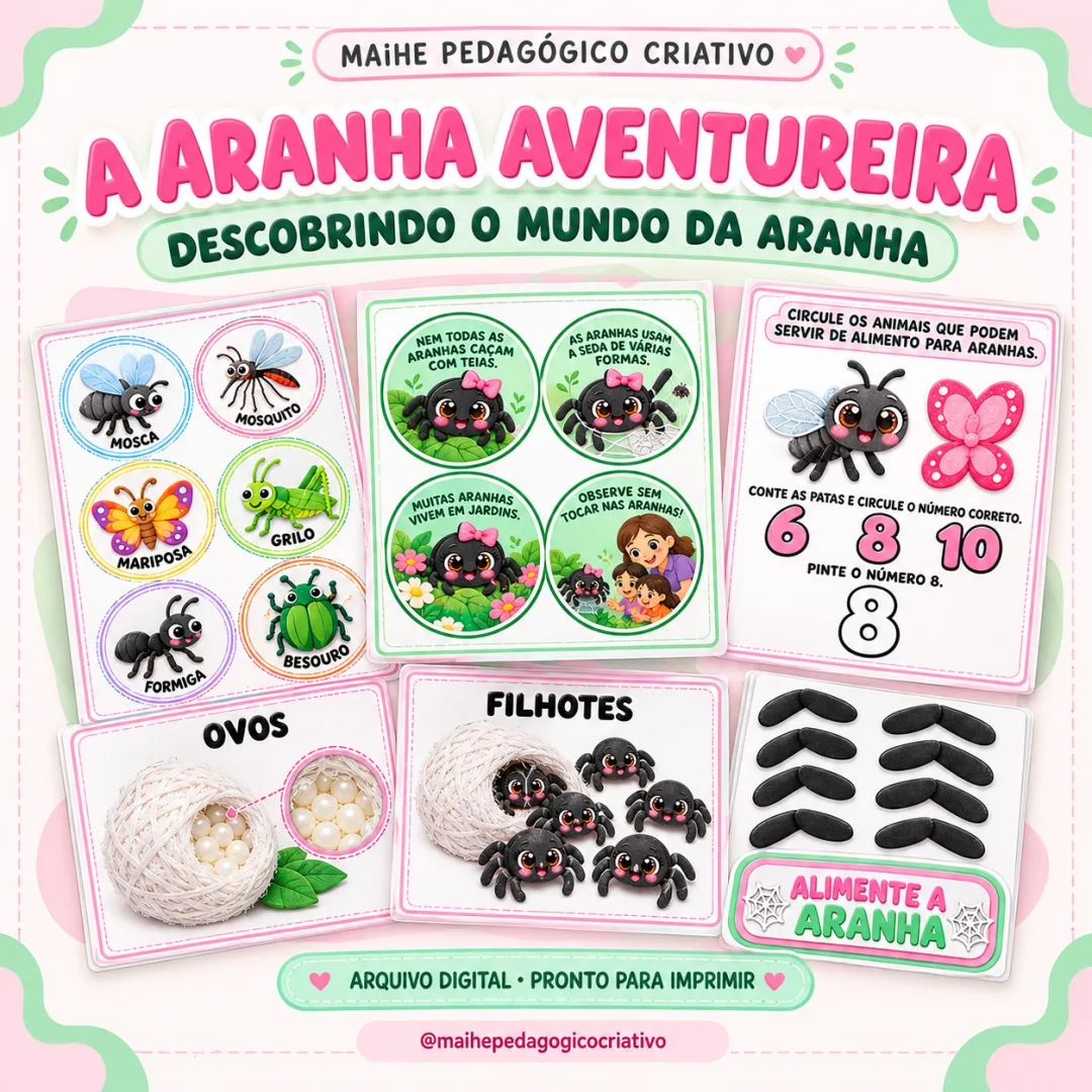 A Aranha Aventureira – Descobrindo o Mundo Da Aranha - Educação Infantil - Atividades - Arquivo Digital