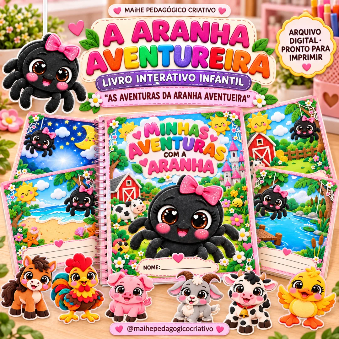 A Aranha Aventureira – Livro Interativo Infantil - Educação Infantil - Arquivo Digital 