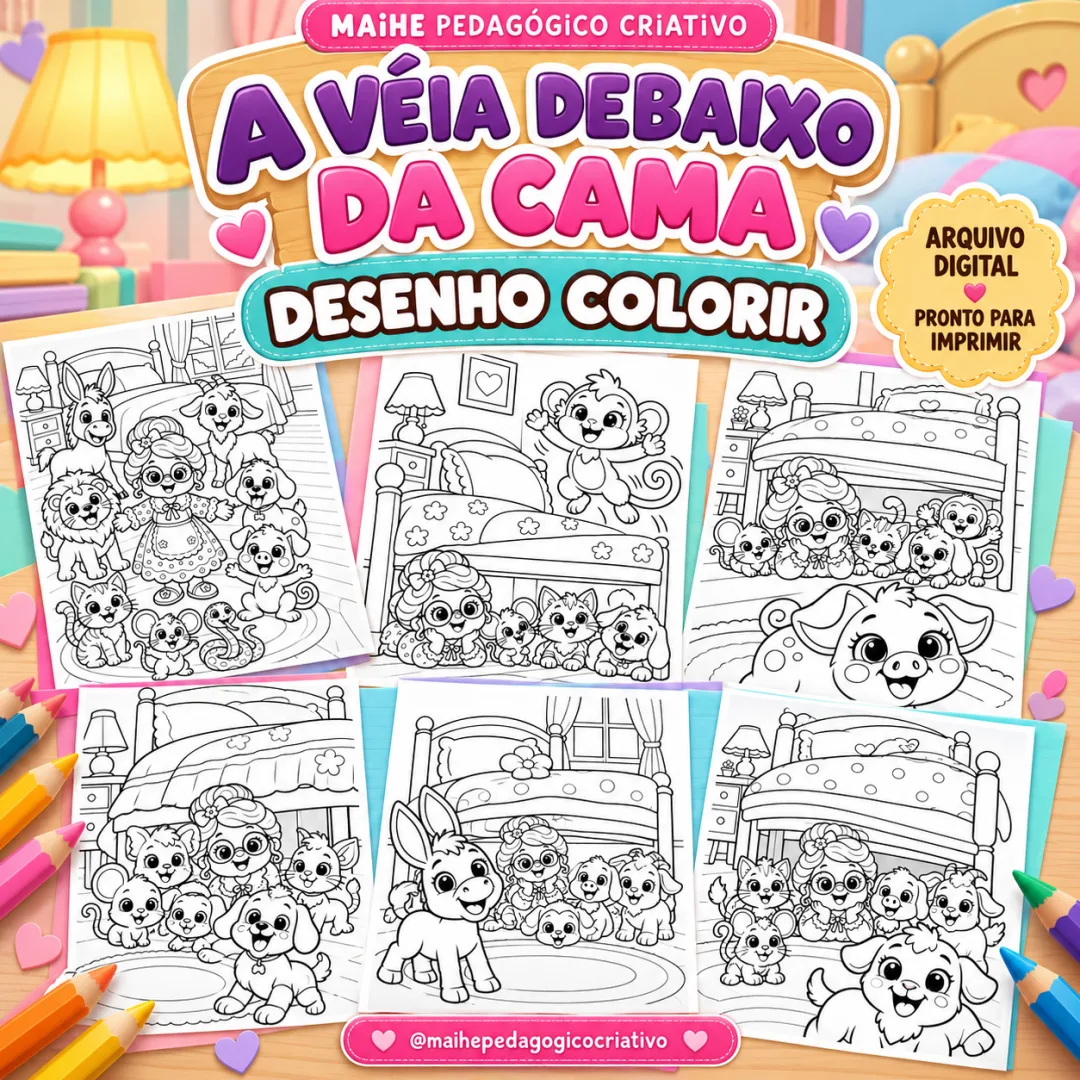 A Véia Debaixo Da Cama — Desenhos Para Colorir - Educação Infantil - Arquivo Digital