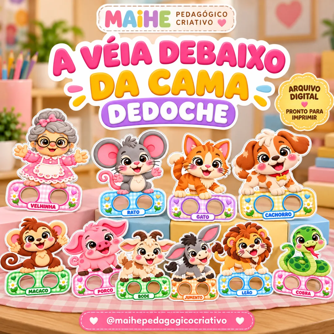 A Véia Debaixo Da Cama — Dedoches 10 Personagens - Educação Infantil - Arquivo Digital