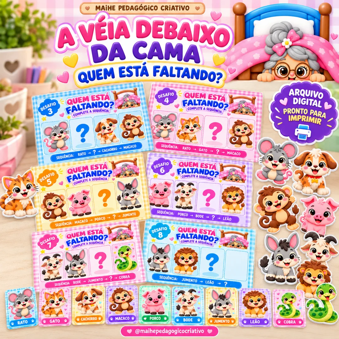 A Véia Debaixo Da Cama – Jogo Quem Está Faltando? - Educação Infantil - Arquivo Digital 