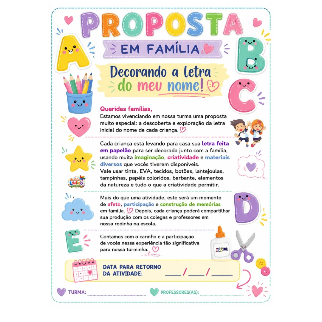 Atividade Lúdica - Recado Letra Inicial - Educação Infantil - PDF