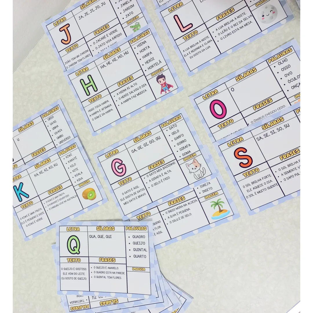 Alfabeto em Ação - Alfabetização - PDF com 26 fichas