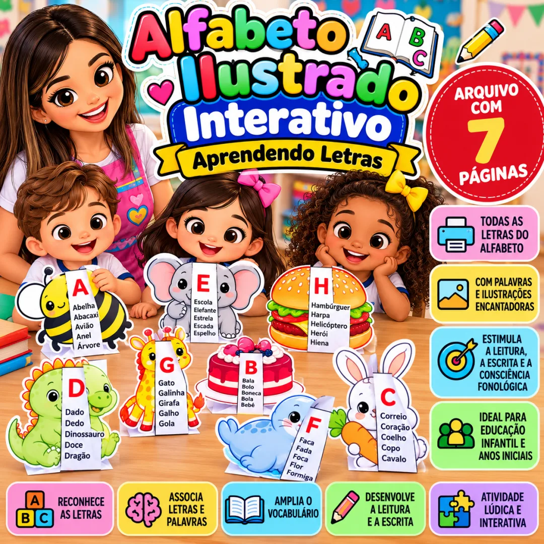 Alfabeto Ilustrado Interativo 1º Ano– Aprendendo Letras Em PDF
