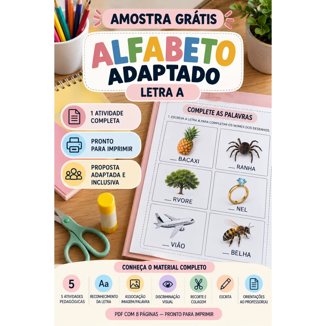 🎁Amostra Grátis (Alfabeto adaptado letra A)