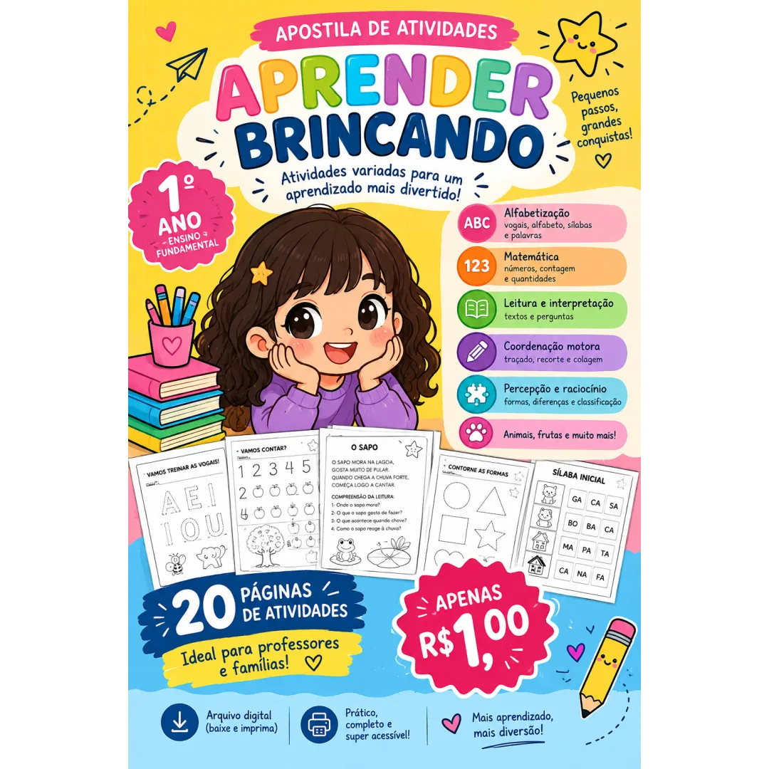 Apostila Aprender Brincando. Alfabetização & Muito Mais. em PDF
