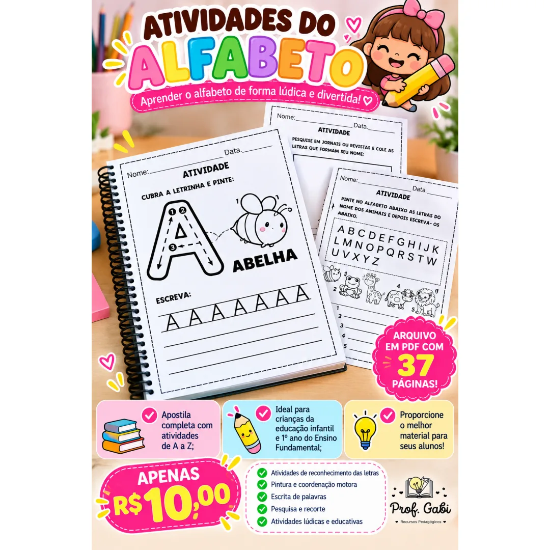 Apostila Atividades do Alfabeto em pdf de 4 a 7 anos