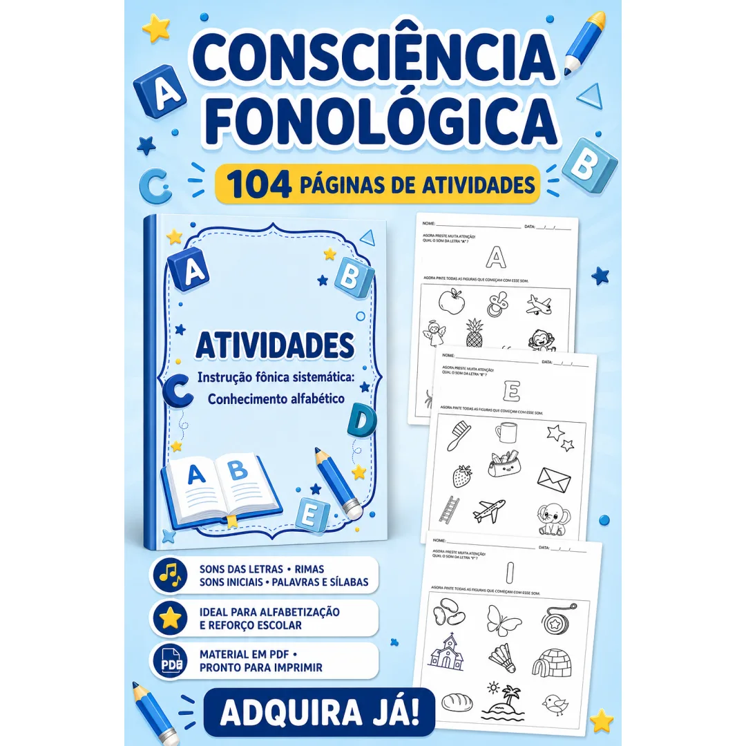 Apostila completa para desenvolver a consciência fonológica - ALFABETIZAÇÃO 