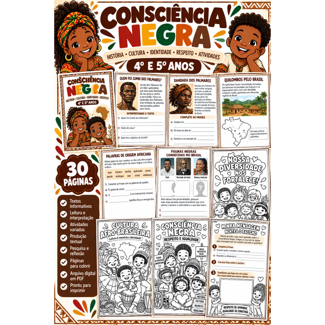 Apostila de Consciência Negra – 4º e 5º Anos em PDF