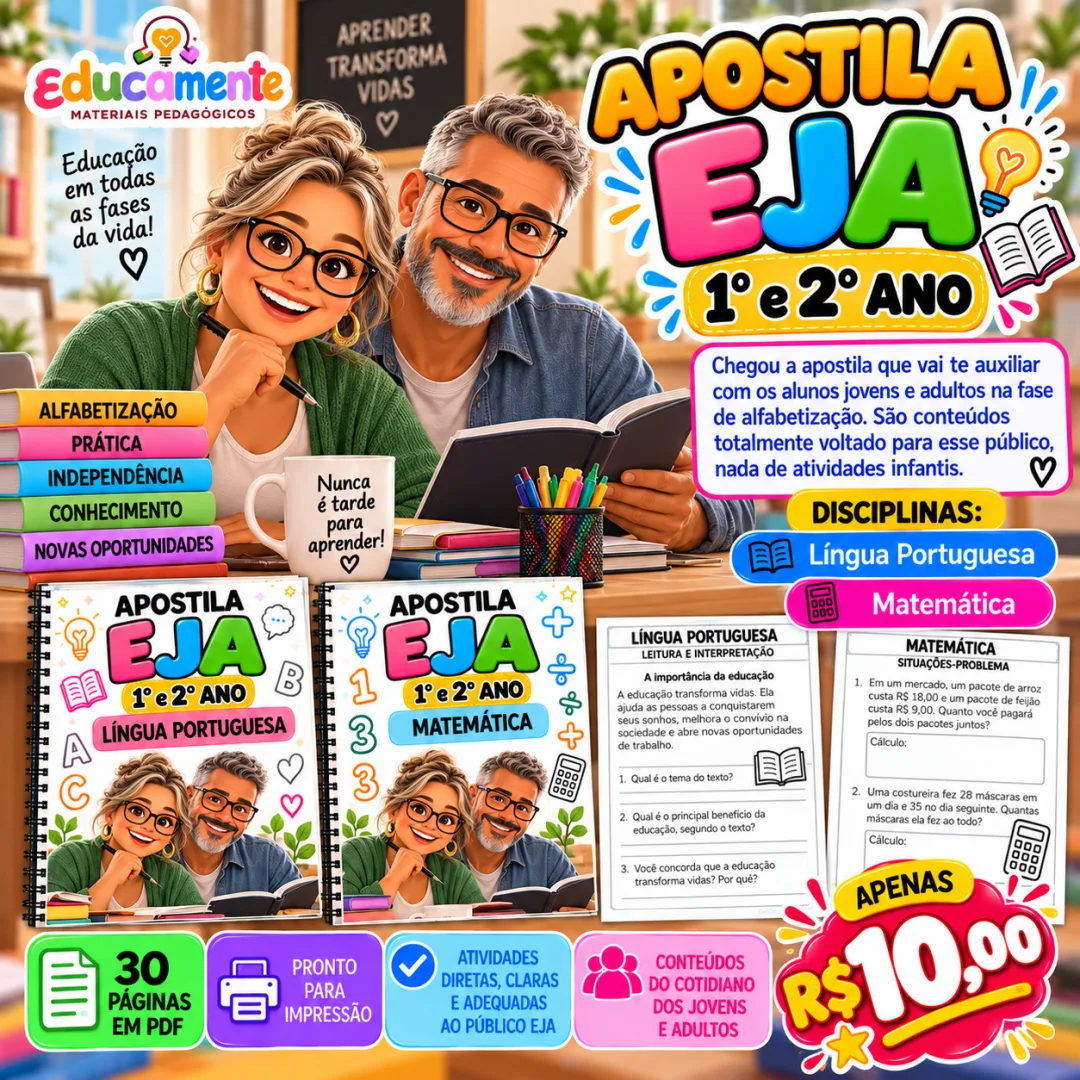 ⭐APOSTILA EJA 1° e 2° Ano⭐