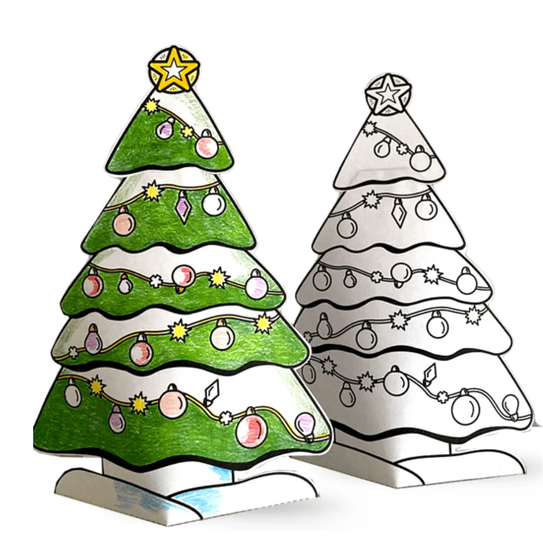 Árvore de Natal 3D — Atividade de Montagem para Imprimir em PDF