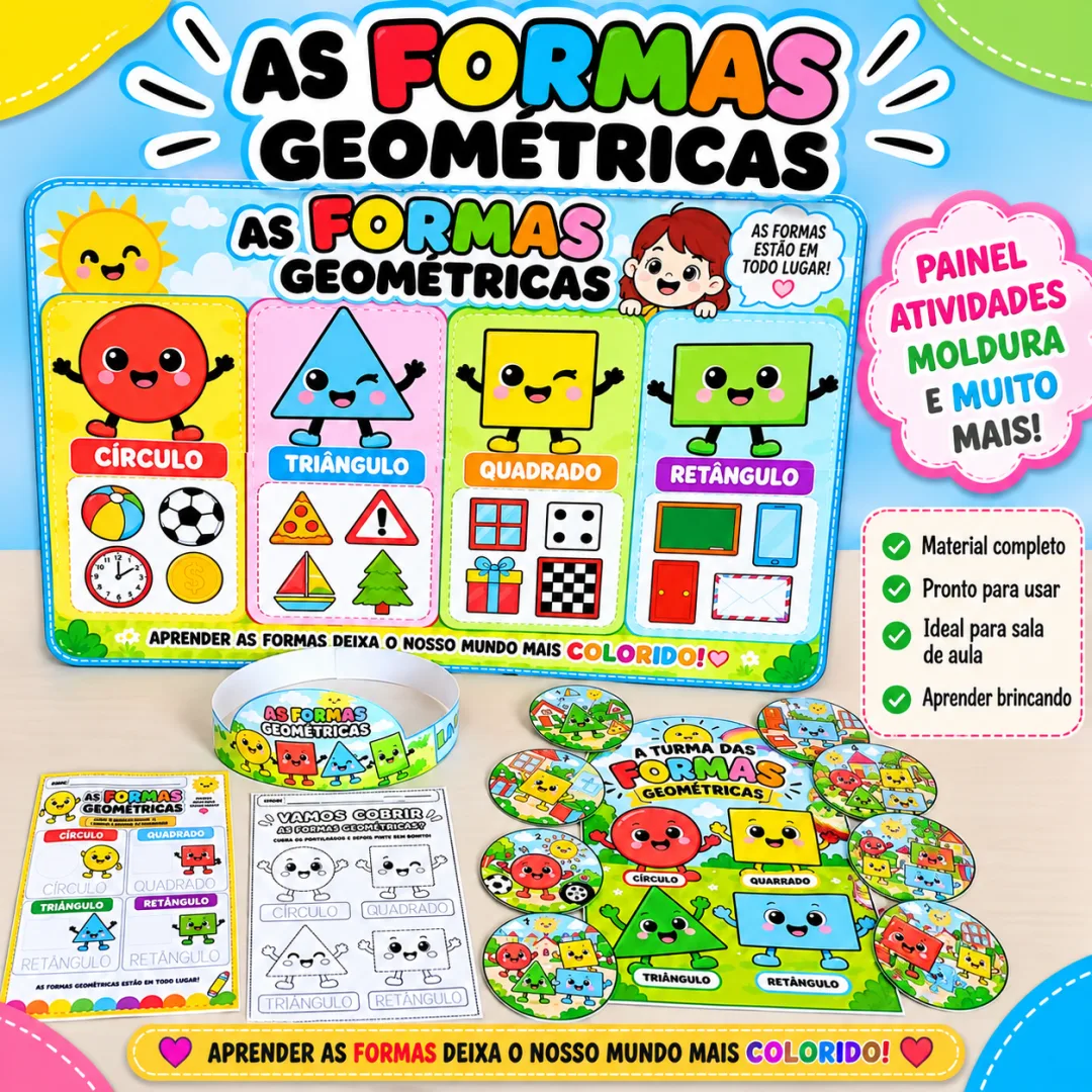 As Forma Geométricas – Kit Interativo Em PDF!