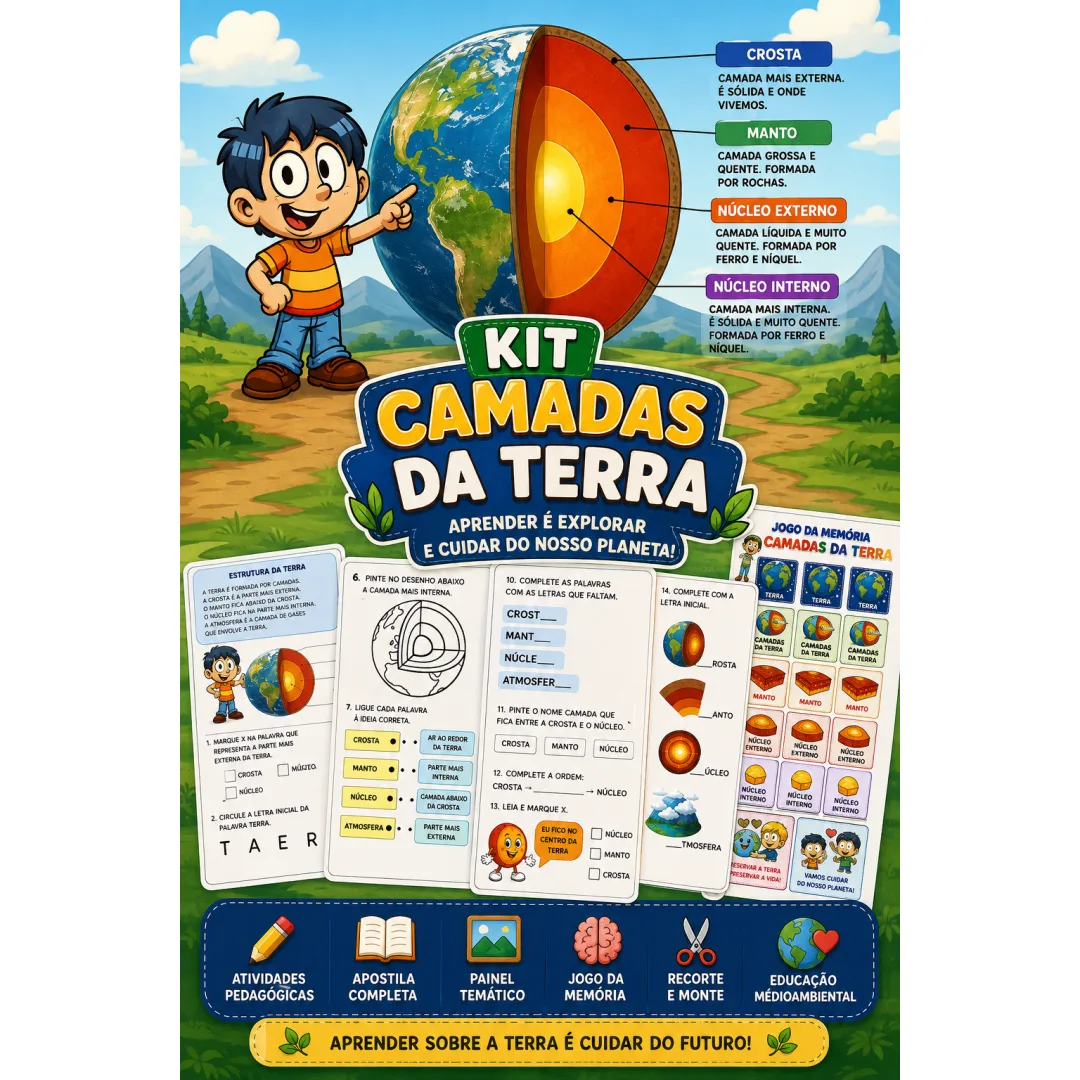 Atividade Adaptada: Estrutura e Camadas da Terra - Ciências 6º Ano - PDF