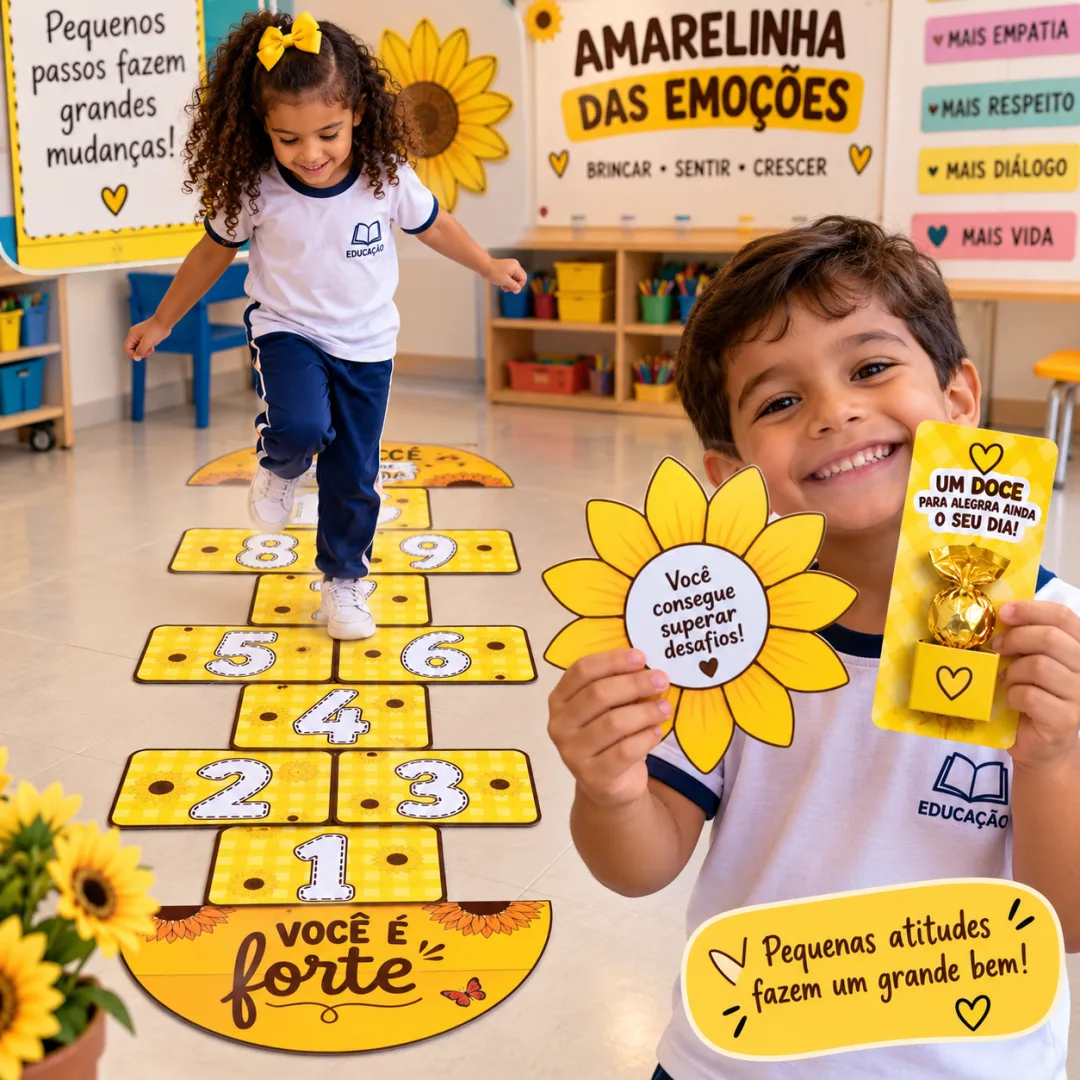 Atividade Amarelinha das Emoções Setembro Amarelo em PDF
