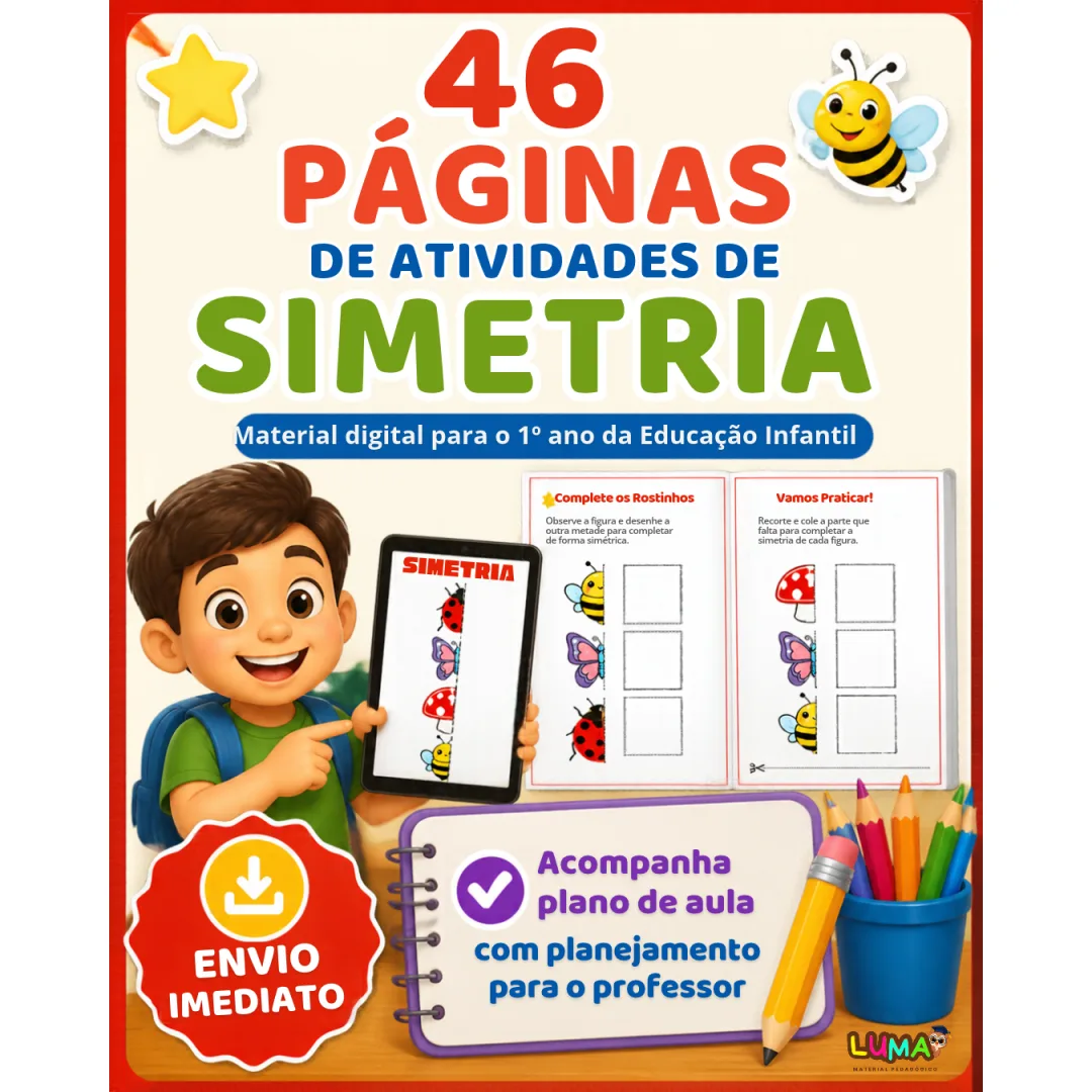 Atividade de Simetria - Educação Infantil e 1º/2º Ano - PDF