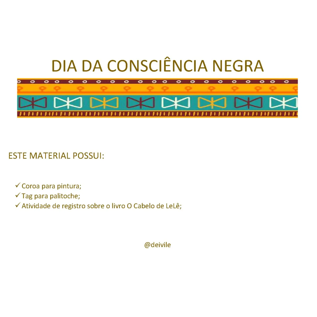Atividade Dia da Consciência Negra- O Cabelo de Lelê