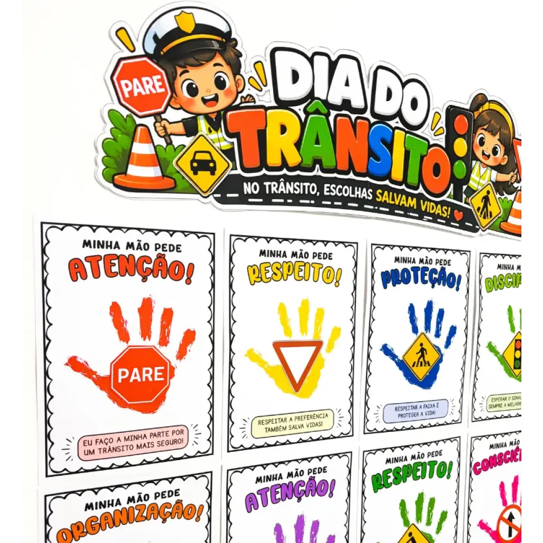 Atividade Dia do Trânsito com Carimbo de Mãos Educação Infantil em PDF