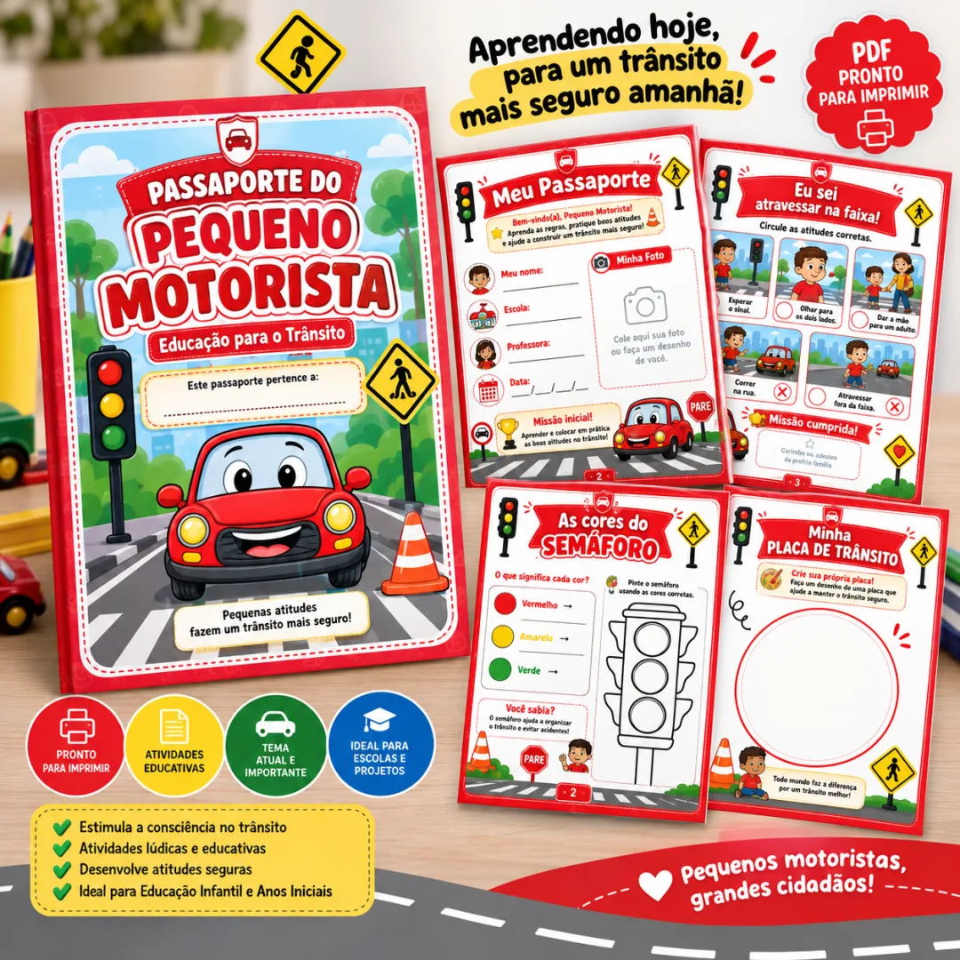 Atividade Dia do Trânsito Passaporte do Pequeno Motorista Educação Infantil PDF