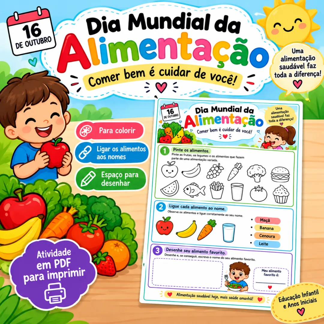 Atividade Dia Mundial da Alimentação – PDF A4