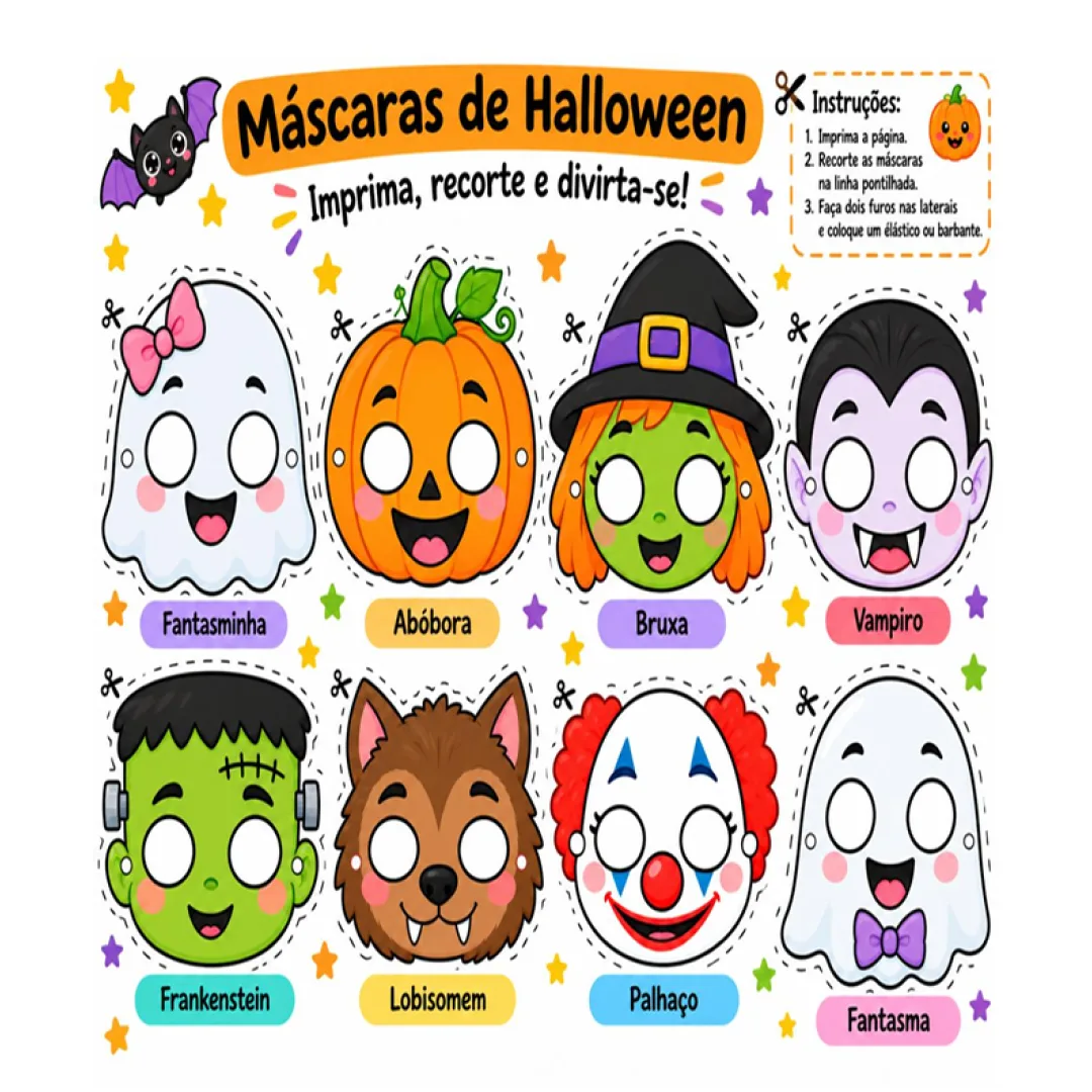 Atividade Halloween - Máscaras e Bambolê - Educação Infantil - PDF