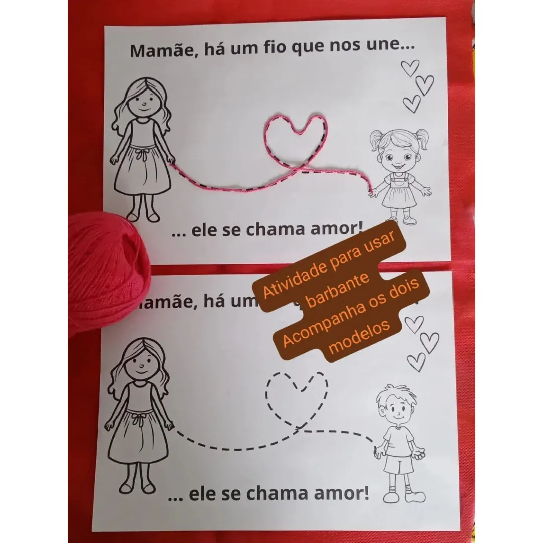 Atividade interativa barbante dia das mães PDF Ed infantil 