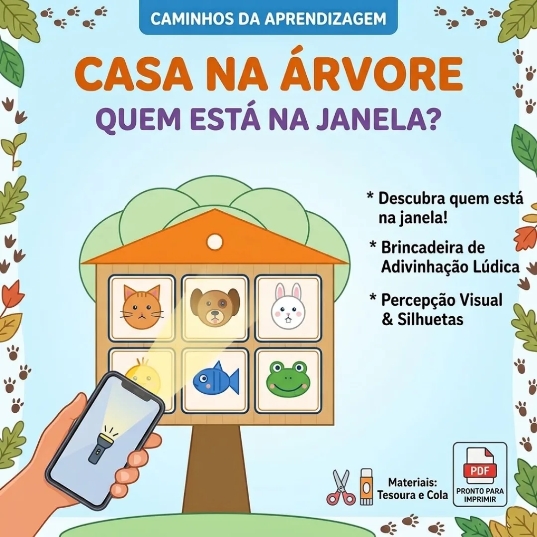 Atividade Lúdica: Casa na Árvore dos Bichinhos - PDF com 5 folhas