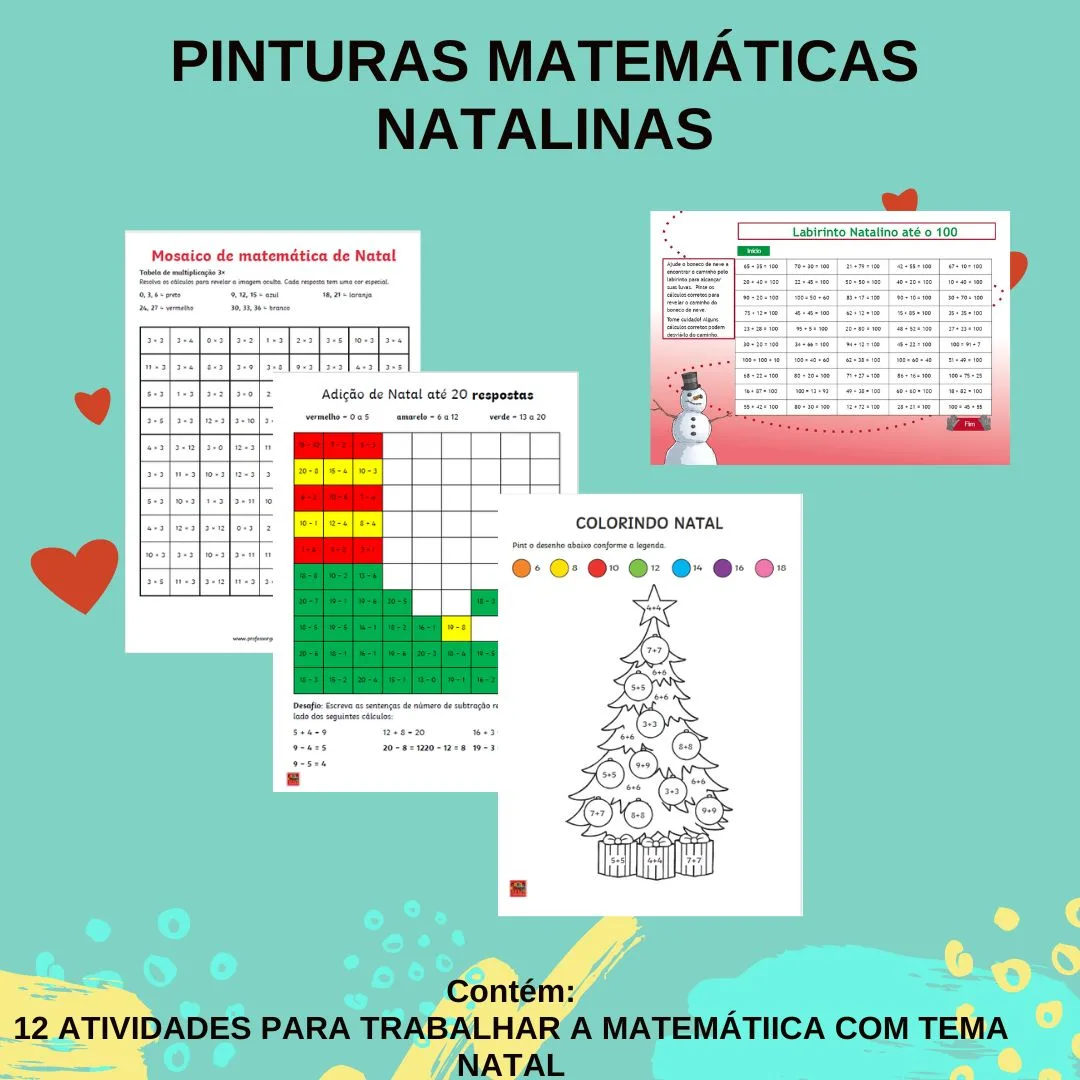 ATIVIDADE MATEMÁTICA  NATALINA / PINTURA NATALINA MATEMÁTICA / ATIVIDADE DE NATAL MATEMÁTICA