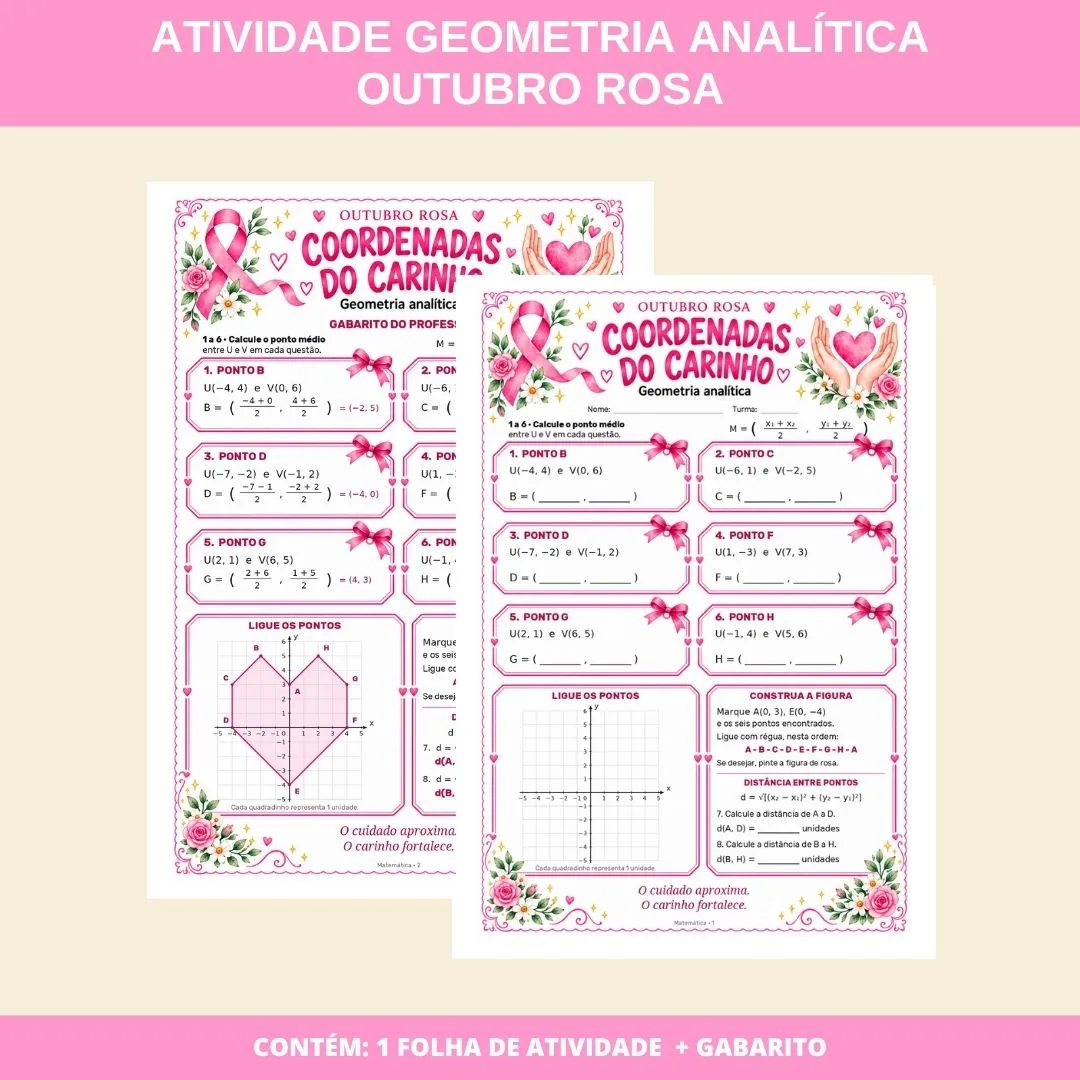 ATIVIDADE MATEMÁTICA OUTUBRO ROSA: GEOMETRIA ANALÍTICA