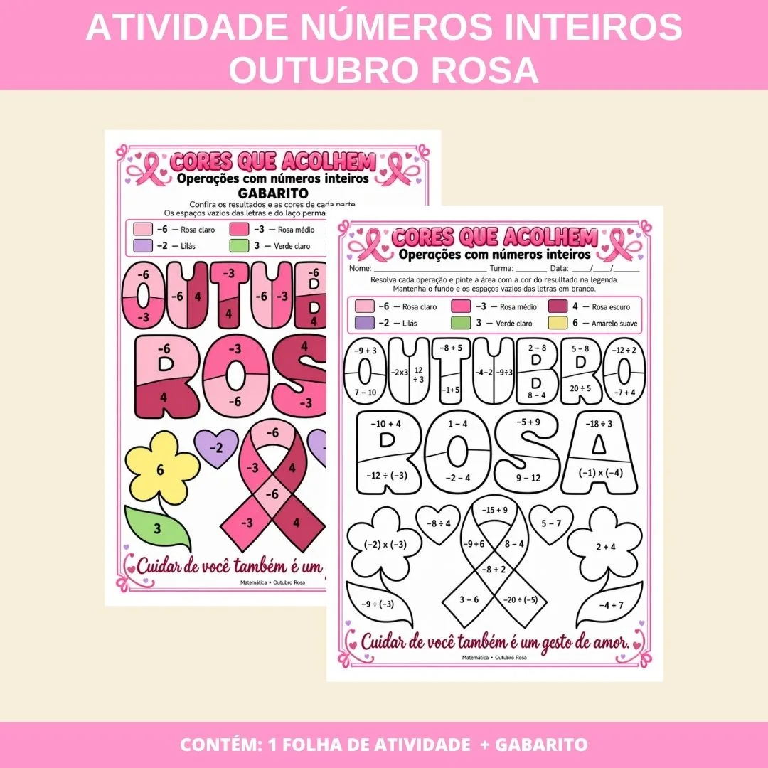 ATIVIDADE MATEMÁTICA OUTUBRO ROSA: NÚMEROS INTEIROS