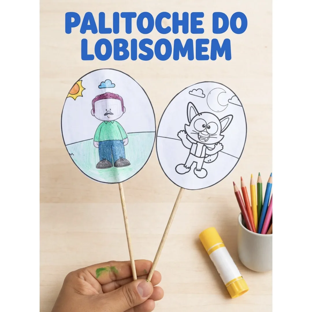 Palitoche para Colorir - Lobisomem - Educação Infantil - PDF