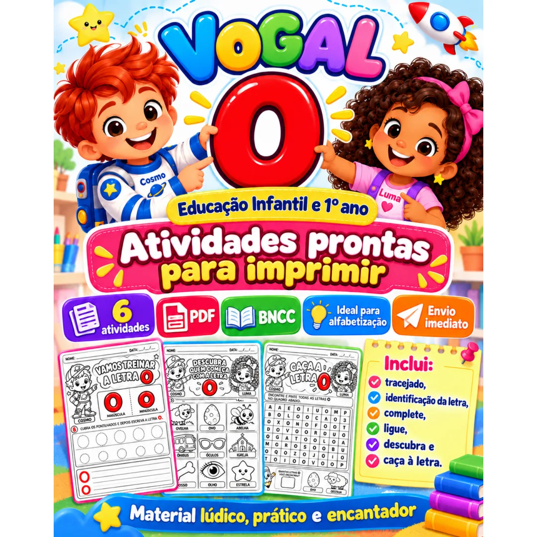 Atividade Vogal O – Alfabetização Educação Infantil em PDF