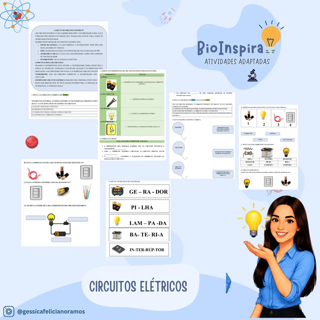 Atividades Adaptadas: Circuitos Elétricos | Ciências | Educação Especial | Ensino Fundamental