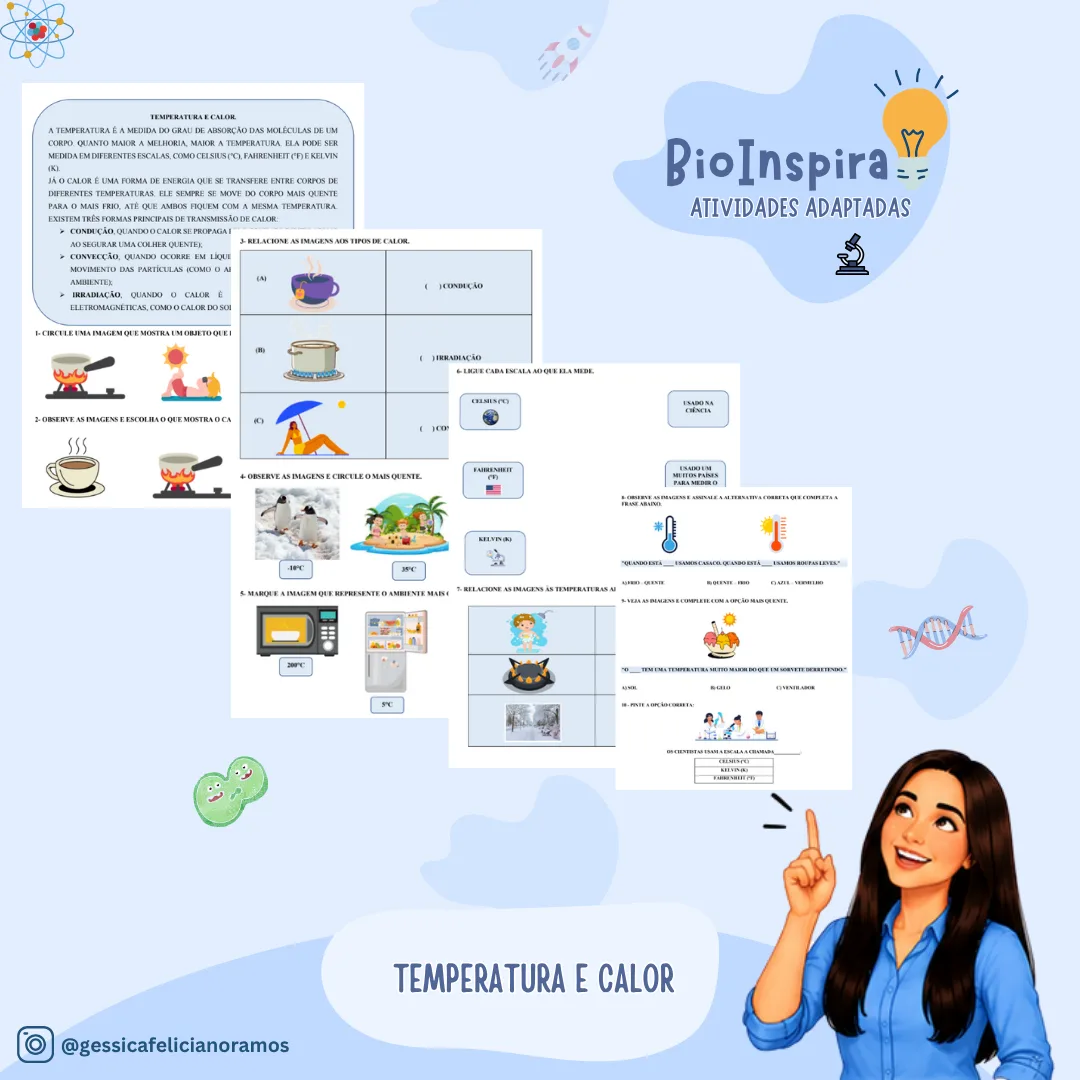 Atividades Adaptadas sobre Temperatura e Calor: Formas de Transmissão e Escalas Termométricas (Educação Especial)