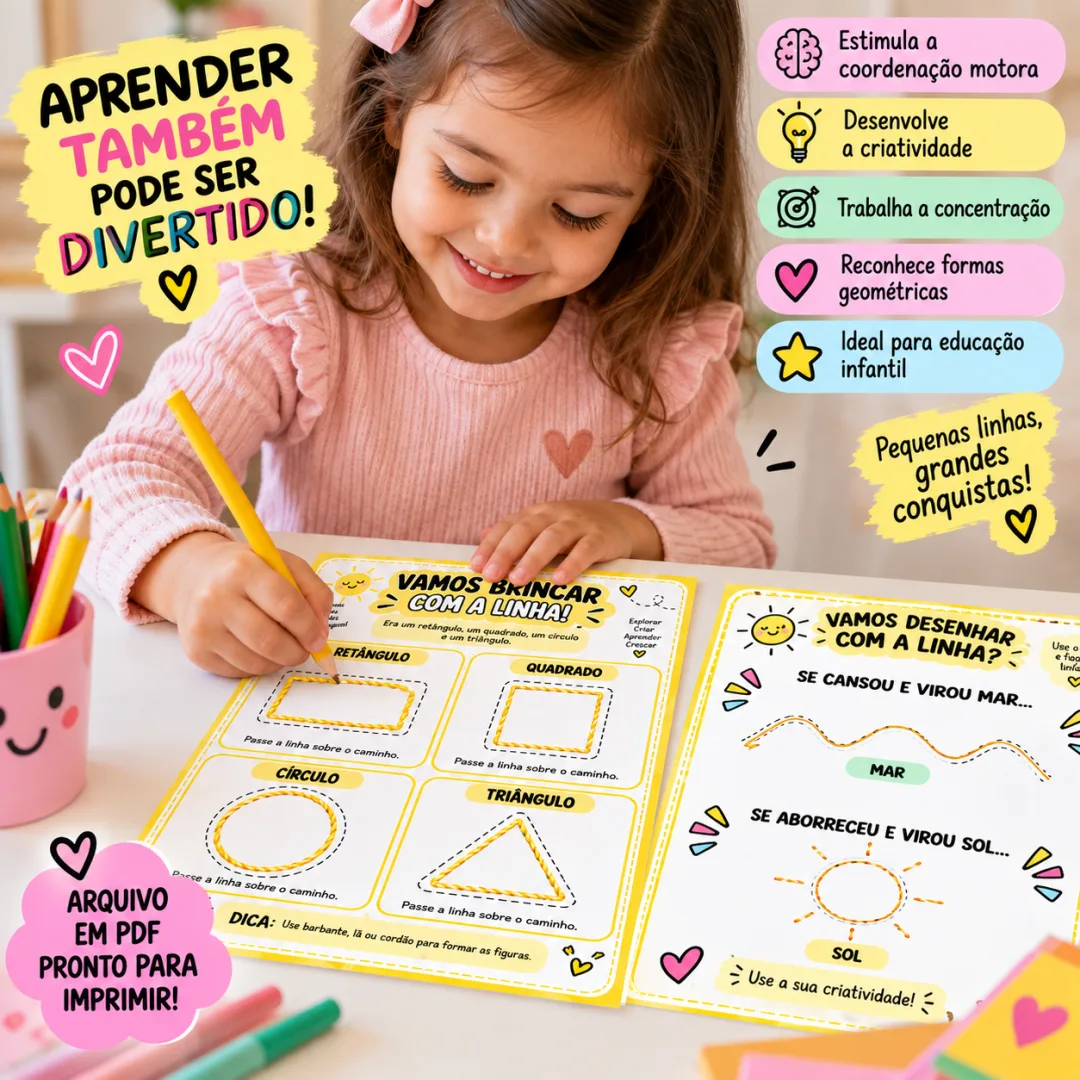 Atividades com a Linha - Formas e Criatividade - Educação Infantil - PDF