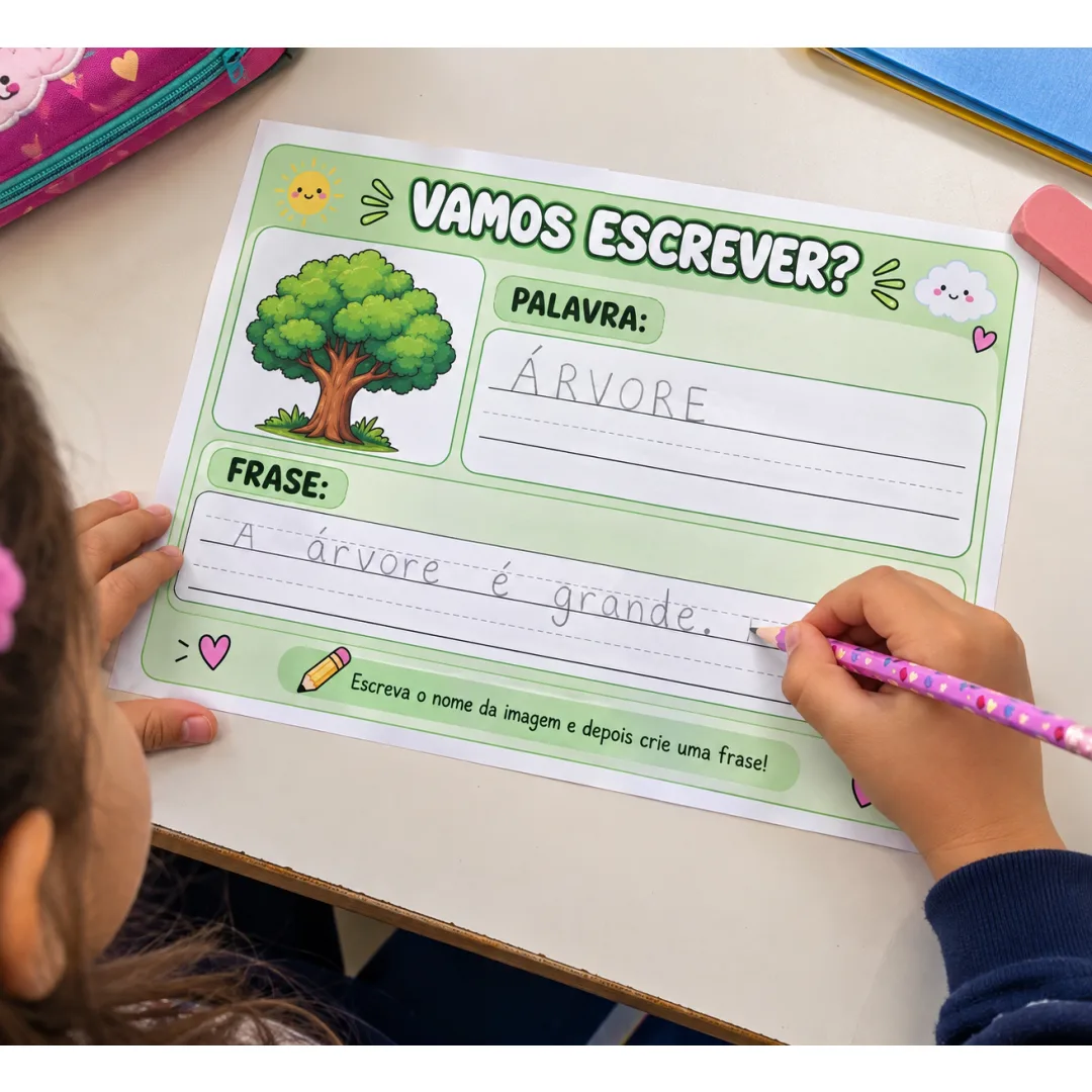 Atividades de Escrita e Produção de Frases Alfabetização Infantil em PDF