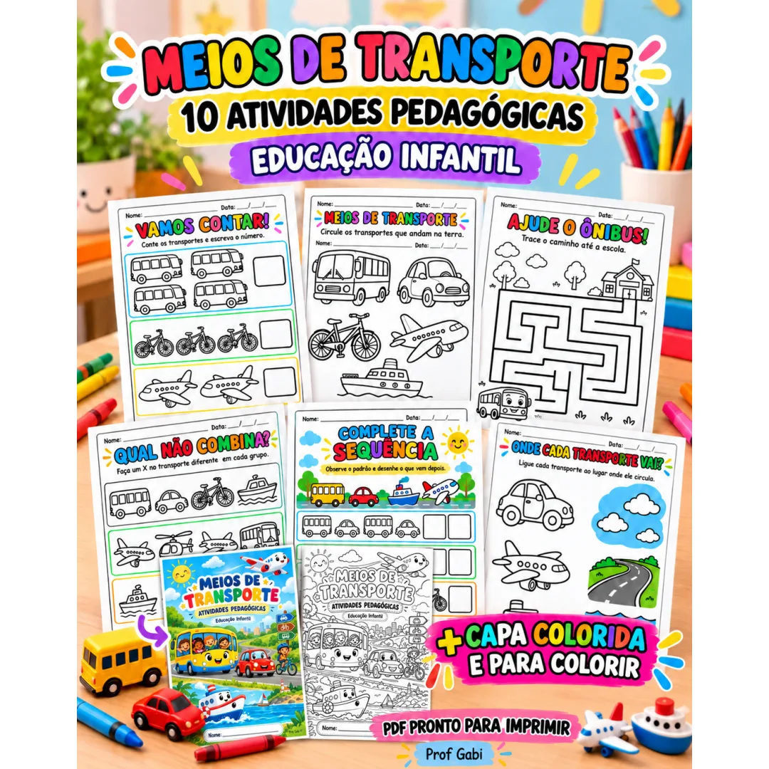 Atividades Meios de Transporte para Educação Infantil em PDF